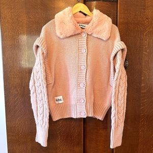 JAKKE knit faux fur collar jacket/cardigan size 6